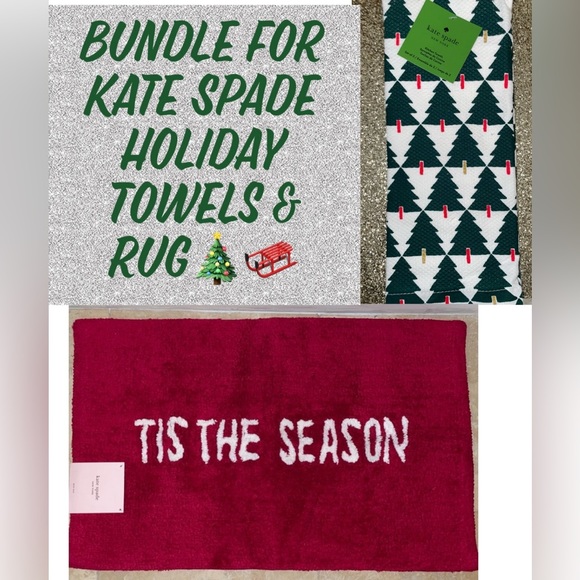 New! Kate Spade Holiday Tree Printed Kitchen Towels-Set of Two- 17”x28”🌲 - Picture 5 of 9